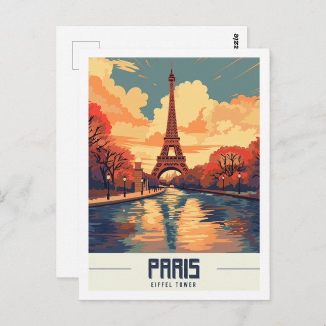 Cartão Postal Eiffel Tower Paris Famoso Viagem da França (Frente/Verso)