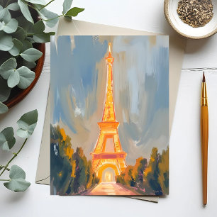 Cartão Postal Eiffel Tower Paris França Watercolor