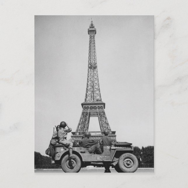 Cartão Postal Eiffel Tower Paris França WW2 (Frente)