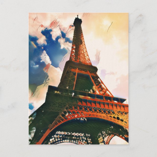 Cartão Postal Eiffel Tower ukiyo-e (Frente)