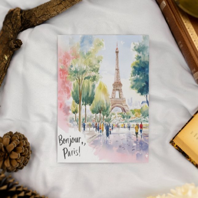 Cartão Postal Eiffel Tower Watercolor Dreamscape (Criador carregado)