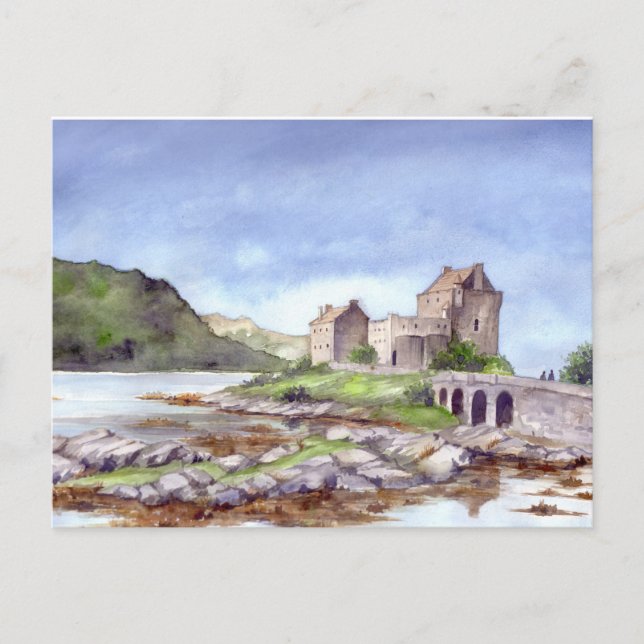 Cartão Postal Eilean Donan Castle Watercolor Painting (Frente)