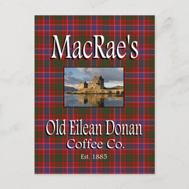 Cartão postal Eilean Donan Coffee Co. de MacRae (Frente)