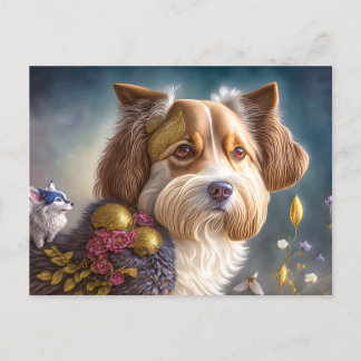 Cartão Postal Ein süßer Hund mit Goldschmuck