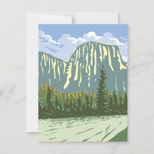 Cartão Postal El Capitan em Yosemite Valley California WPA Art