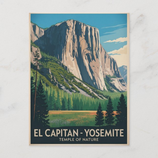 Cartão Postal El Capitan Yosemite Viagens vintage (Frente)