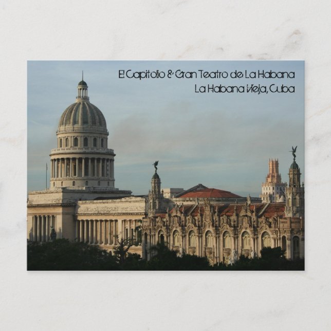 Cartão Postal El Capitolio & Gran Teatro, Havana, Cuba (Frente)