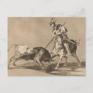 Cartão Postal El Cid Campeador Atirando um Dardo em Outro Touro