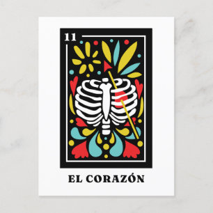 Cartão Postal El Corazon estilo mexicano Tarot design