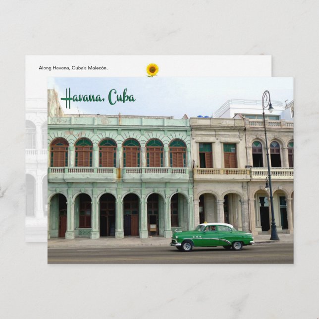 Cartão Postal El Malecón, Havana, Cuba. -cartão postal (Frente/Verso)