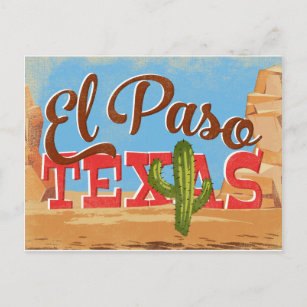 Cartão Postal El Paso Postcard Texas Cartoon Desert Vintage