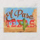 Cartão Postal El Paso Postcard Texas Cartoon Desert Vintage (Frente)