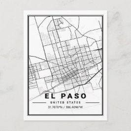 Cartão Postal El Paso Texas EUA Viagem Map Poster
