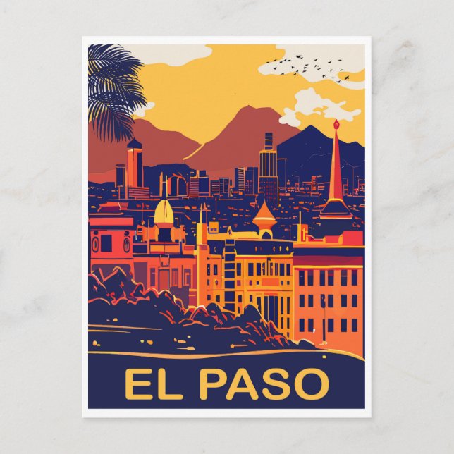 Cartão Postal El Paso, Texas, paisagem urbana, Viagem (Frente)