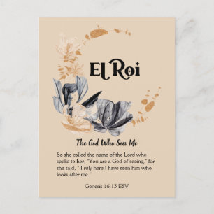 Cartão Postal El Roi Nomes de Deus Escritura Devocional