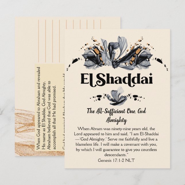 Cartão Postal El Shaddai | Nomes de Deus Escritura Devocional (Frente/Verso)