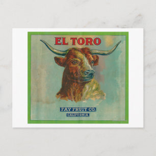 Cartão Postal El Toro Rótulo Laranja
