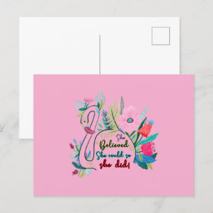 Cartão Postal Ela Acreditava Que Podia, Então Ela Nadou Com Flor