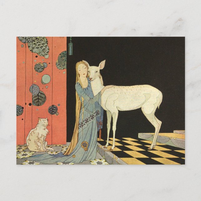 Cartão Postal Ela atirou os braços ao pescoço de Bonnie-Biche (Frente)