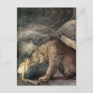 Cartão Postal Ela beijou o nariz do urso