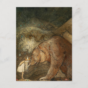 Cartão Postal “Ela Beijou o Urso” por John Bauer
