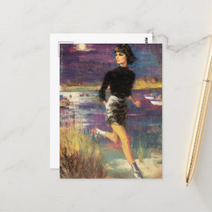 Cartão Postal Ela corre no Retro da Praia