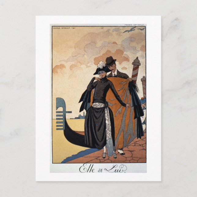 Cartão Postal Ela e ele, Ilustração de Moda, 1921 (Frente)