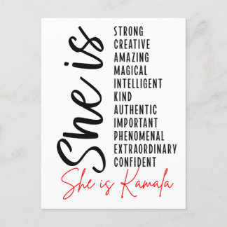 Cartão Postal Ela é Kamala, forte e criativa e incrível int mági