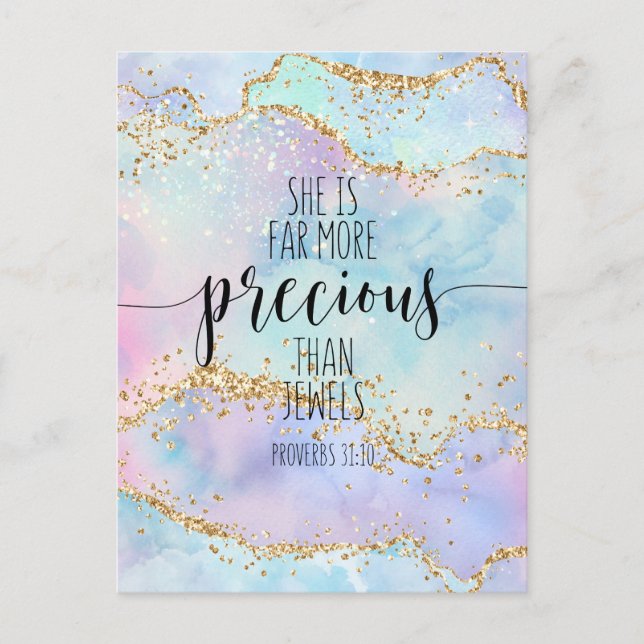 Cartão Postal Ela é Muito Mais Preciosa Do Que, Provérbios 31:10 (Frente)