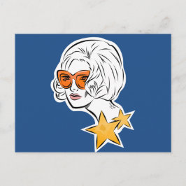 Cartão Postal Ela é um Estilo Retro Estrela