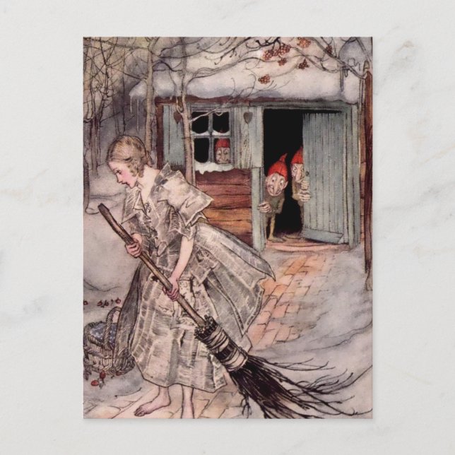 Cartão Postal "Ela Encontrou Ripe Strawberry" de Arthur Rackham (Frente)