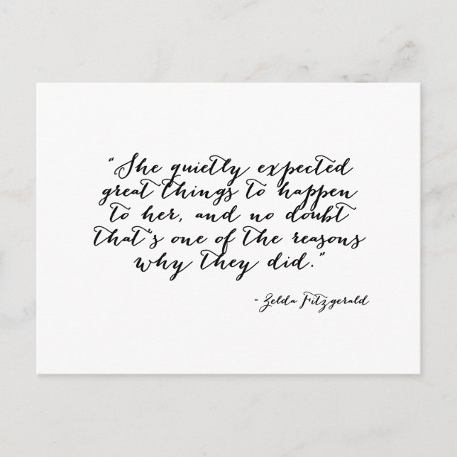 Cartão Postal Ela esperava calmamente coisas excelentes (Frente)