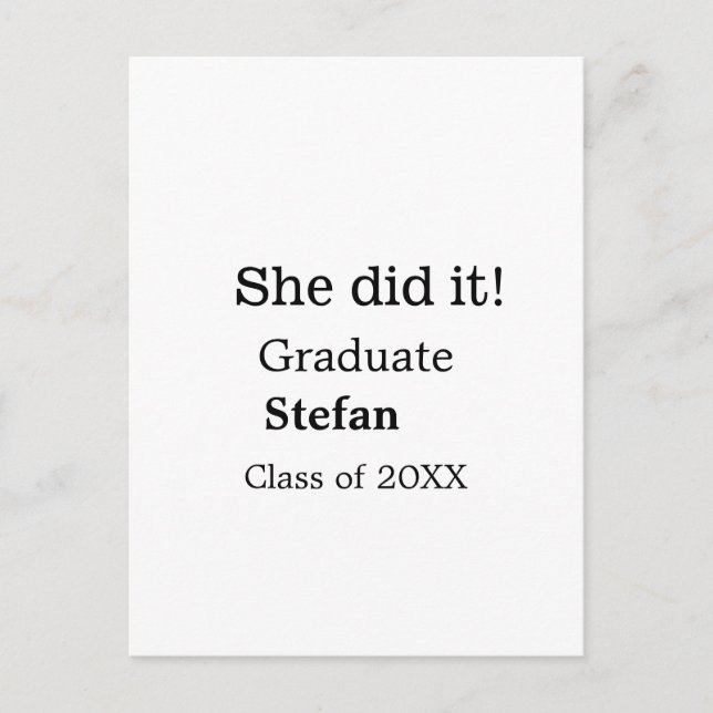 Cartão Postal Ela fez texto de nome de graduada turma de 20XX (Frente)