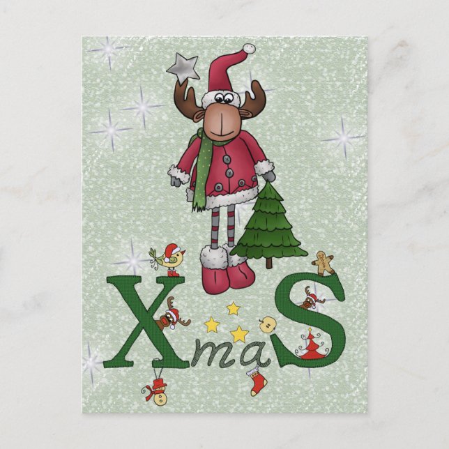 Cartão Postal Elch mit Baum (Frente)