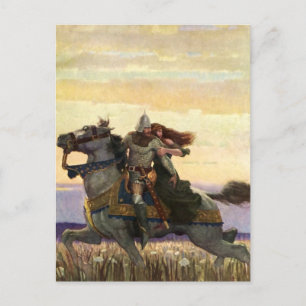 Cartão Postal “Ele Cavalgou com a Rainha” por NC Wyeth