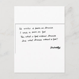 Cartão Postal Ele escreve um poema sobre a América