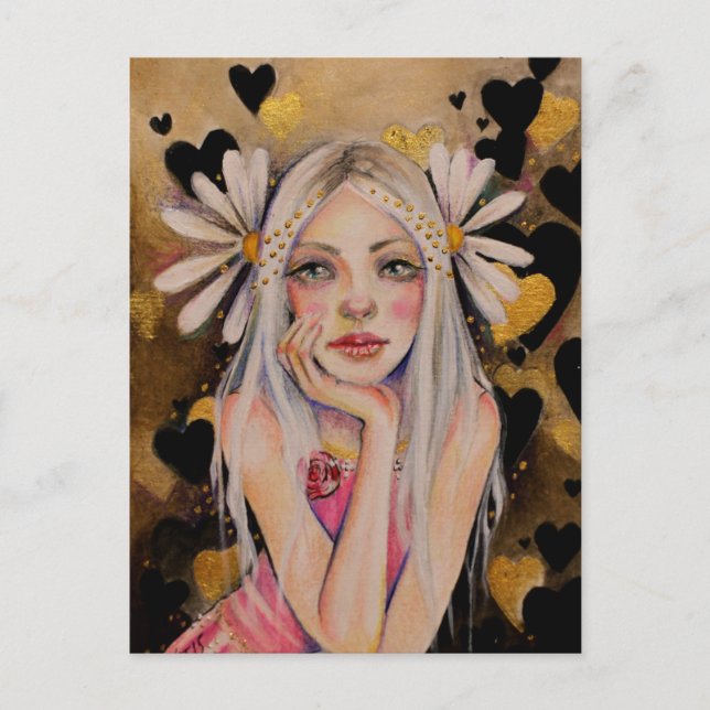 Cartão Postal Ele Me Ama, Ele Me Ama Não A Pintura Original. (Frente)