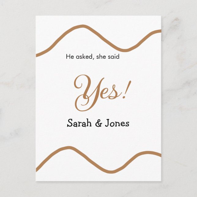 Cartão Postal Ele perguntou ela disse sim engajamento simples mi (Frente)