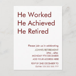 Cartão Postal Ele Trabalhou Que Conseguiu Aposentar-Se.