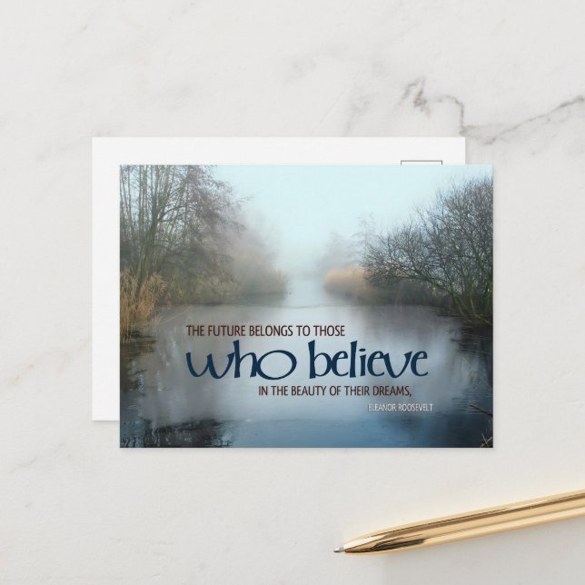 Cartão Postal Eleanor Roosevelt, citação inspiracional "O futuro (Frente/Verso In Situ)