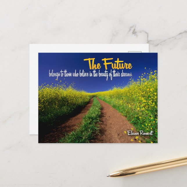 Cartão Postal Eleanor Roosevelt, citação inspiracional "O futuro (Frente/Verso In Situ)