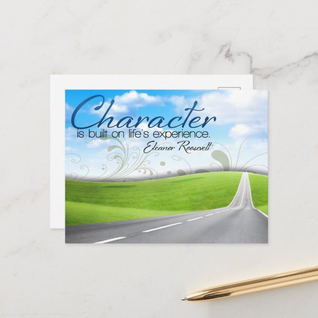 Cartão Postal Eleanor Roosevelt Inspirational Cote "Caráter" (Frente/Verso In Situ)