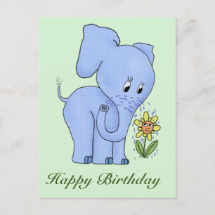 Cartão Postal Elefant und Blume