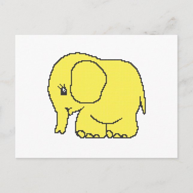 Cartão Postal Elefante amarelo-ponto-cruzada engraçado (Frente)