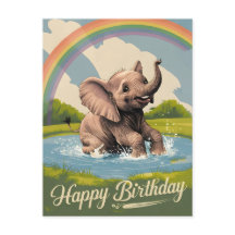 Elefante Bebê Crianças Feliz Aniversário