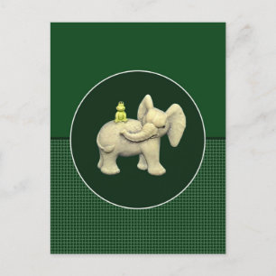 Cartão Postal Elefante Bebê e Sapo