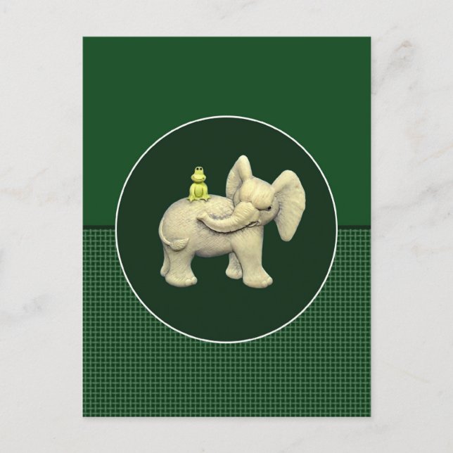 Cartão Postal Elefante Bebê e Sapo (Frente)