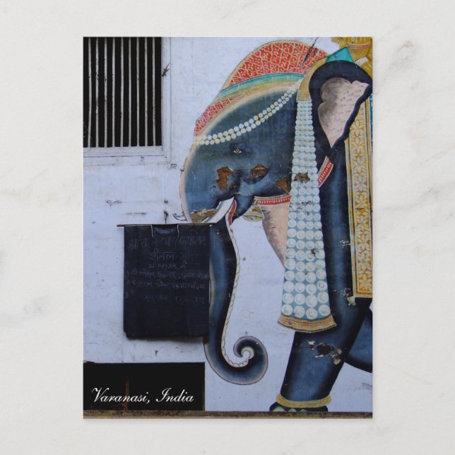 Cartão Postal Elefante, bela Varanasi, Índia de férias (Frente)