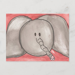 Cartão Postal Elefante bonito dos desenhos animados da aguarela