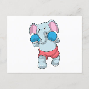 Cartão Postal Elefante boxeando com luvas de boxe
